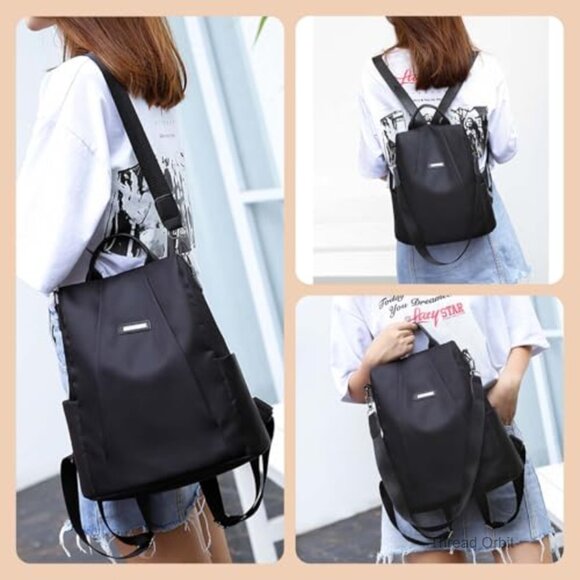 Anti-Theft Nylon Backpack with Removable Strap, Waterproof Travel Bag